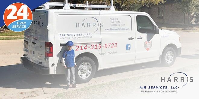 Harris Air Services van with logo in bottom right corner