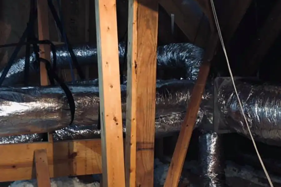 Insulated HVAC ductwork installed