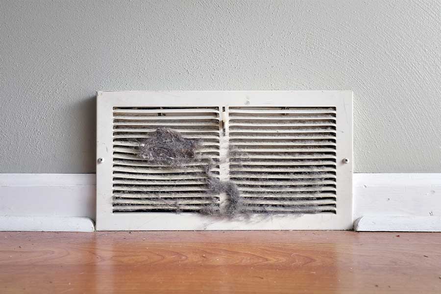 Dust buildup on vent affecting indoor air